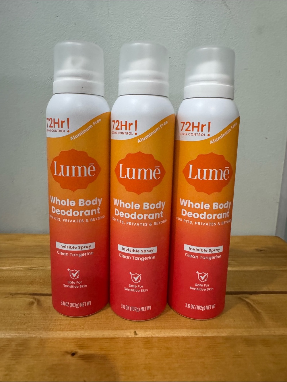 Lume Whole Body Deodorant Invisible Spray Clean Tangerine 3-Pack